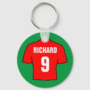 Football shirt design in red. keychain