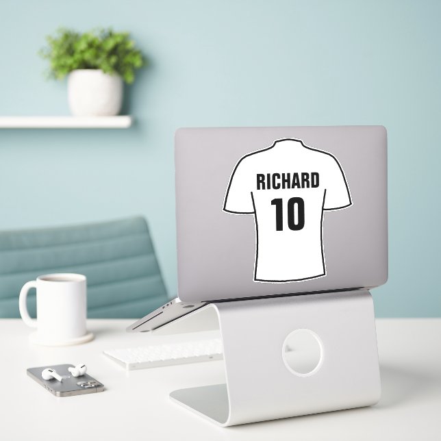 Football shirt design in White Sticker (Laptop On Desk)