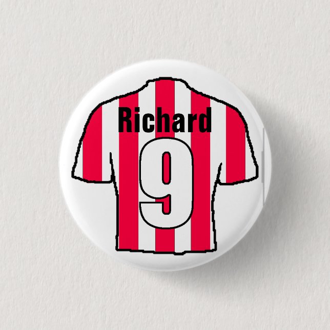 Football Shirt Design to Personalise. 1 Inch Round Button (Front)