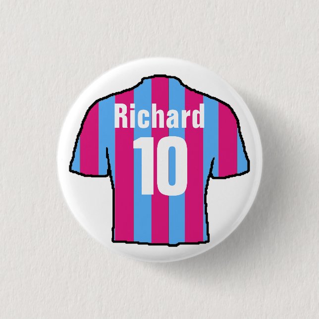 Football Shirt Design to Personalise. 1 Inch Round Button (Front)
