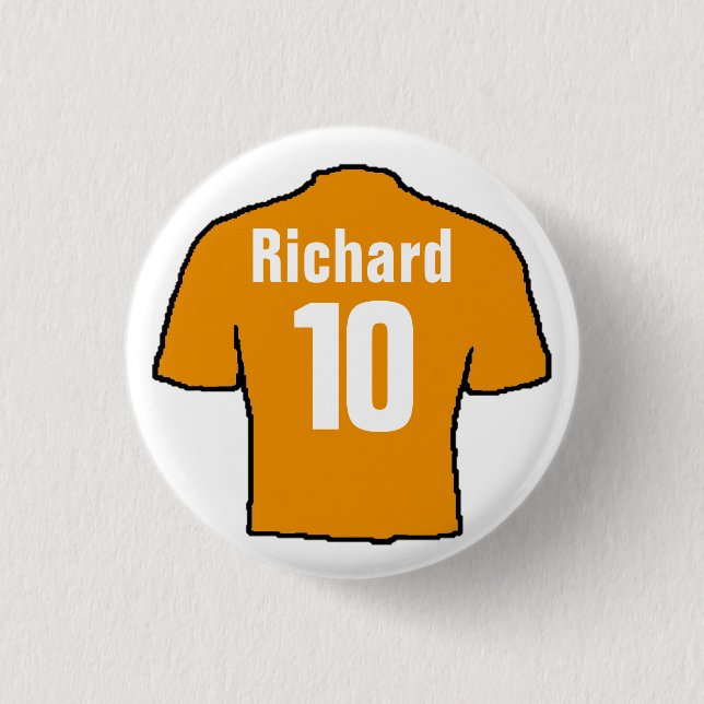Football Shirt Design to Personalise. 1 Inch Round Button (Front)