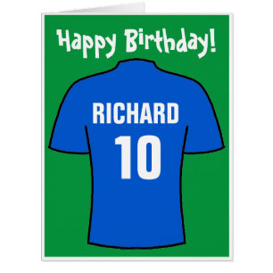 Football Shirt in Blue Birthday Card