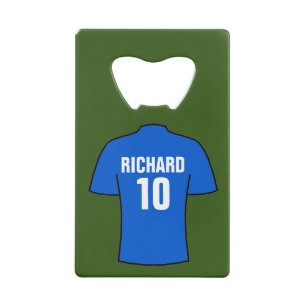 Football Shirt in Blue Credit Card Bottle Opener