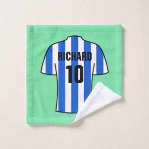 Football Shirt in Blue Stripes Wash Cloth
