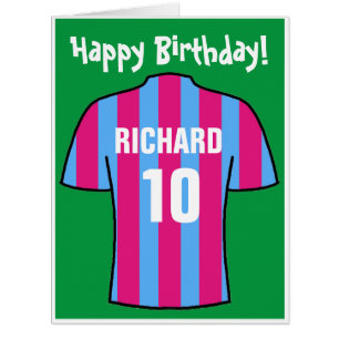 Football Shirt in Claret & Blue Birthday Card