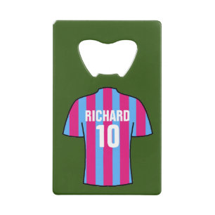 Football Shirt in Claret & Blue Credit Card Bottle Opener