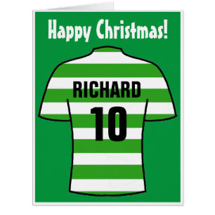 Football Shirt in Green Hoops Christmas Card