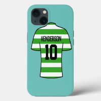 Football Shirt in Green Hoops with Name & Number