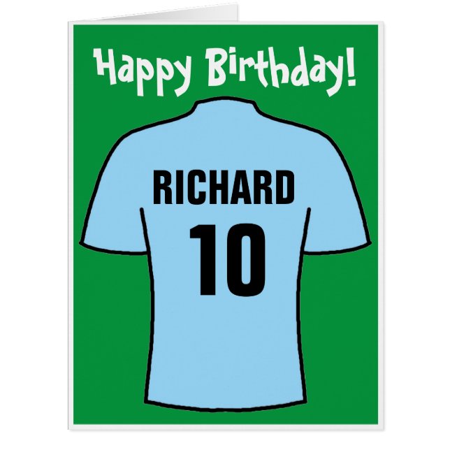 Football Shirt in Light Blue Birthday Card (Front)