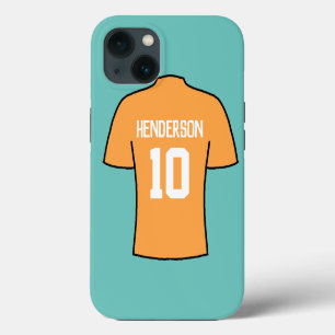 Football Shirt in Orange with Name and Number iPhone 13 Case