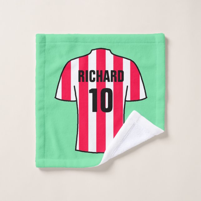 Football Shirt in Red Stripes Wash Cloth