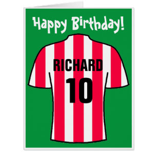 Football Shirt in Red & White Birthday Card