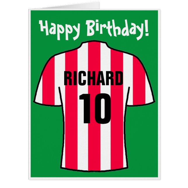 Football Shirt in Red & White Birthday Card (Front)