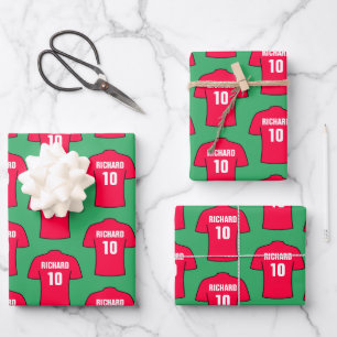 Football Shirt in Red Wrapping Paper Sheet