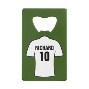 Football Shirt in White Credit Card Bottle Opener