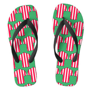 Football Shirts Design in Red Stripes Flip Flops