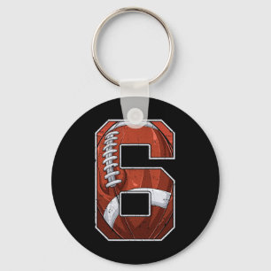 Football Sixth 6th Birthday Boy Six 6 Years Old Bd Keychain
