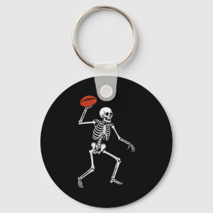 Football Skeleton Playing Football Halloween Skull Keychain