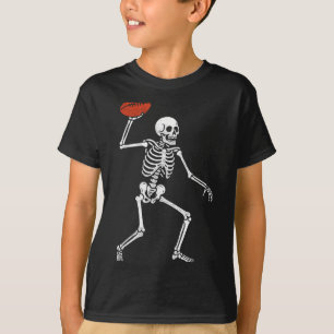 Football Skeleton Playing Football Halloween Skull T-Shirt
