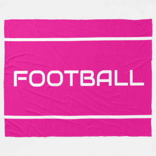 FOOTBALL Sleek White Text Stripes On Bright Pink Fleece Blanket