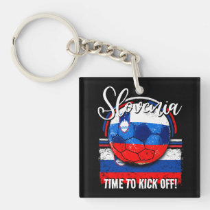 Football Slovenia Flag, Slovenian Soccer Team Keychain
