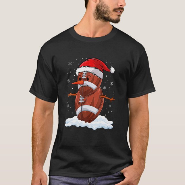 Football Snowman Christmas Football Player Xmas Pa T-Shirt (Front)