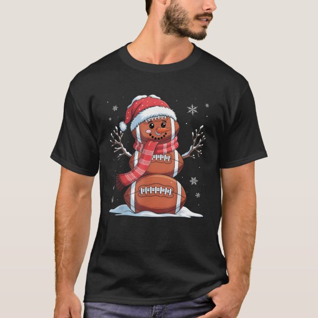 Football Snowman Rugby Christmas Pyjamas Women Men T-Shirt (Front)