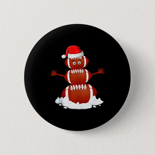Football Snowman Xmas Holiday Srts Player Funny Ch 2 Inch Round Button (Front)