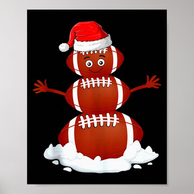 Football Snowman Xmas Holiday Srts Player Funny Ch Poster (Front)