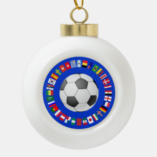 FOOTBALL SOCCER 2018 TEAM FLAGS SYMBOL CIRCLE CERAMIC BALL CHRISTMAS ORNAMENT