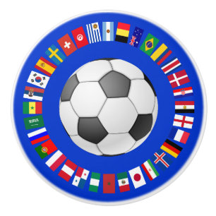 FOOTBALL SOCCER 2018 TEAM FLAGS SYMBOL CIRCLE CERAMIC KNOB
