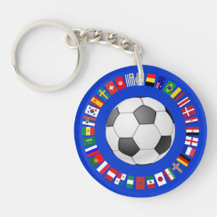 FOOTBALL SOCCER 2018 TEAM FLAGS SYMBOL CIRCLE KEYCHAIN