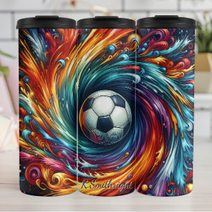 Football Soccer Abstract Swirl Colour Explosion Thermal Tumbler
