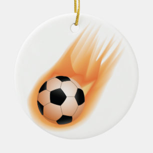 football, soccer ball fire ceramic ornament