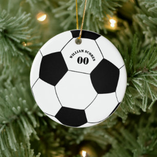 Football & Soccer Ball Ornement avec nom et numéro