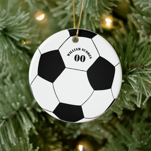 Football & Soccer Ball Ornement avec nom et numéro (Arbre)