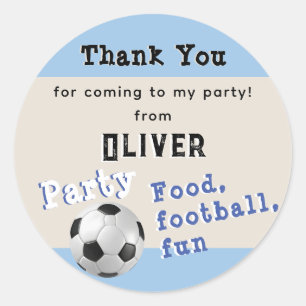 Football Soccer Ball Sport Birthday Party Blue Classic Round Sticker