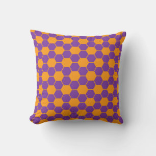 Football / Soccer Ball Texture - Purple & Orange Throw Pillow