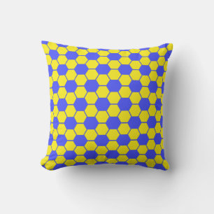 Football / Soccer Ball Texture - Yellow & Blue Throw Pillow