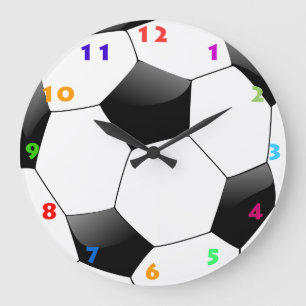 FOOTBALL/ SOCCER BALL WITH COLORFUL NUMBERS  LARGE CLOCK