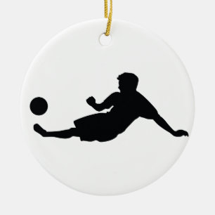 Football Soccer Black Silhouette Ceramic Ornament