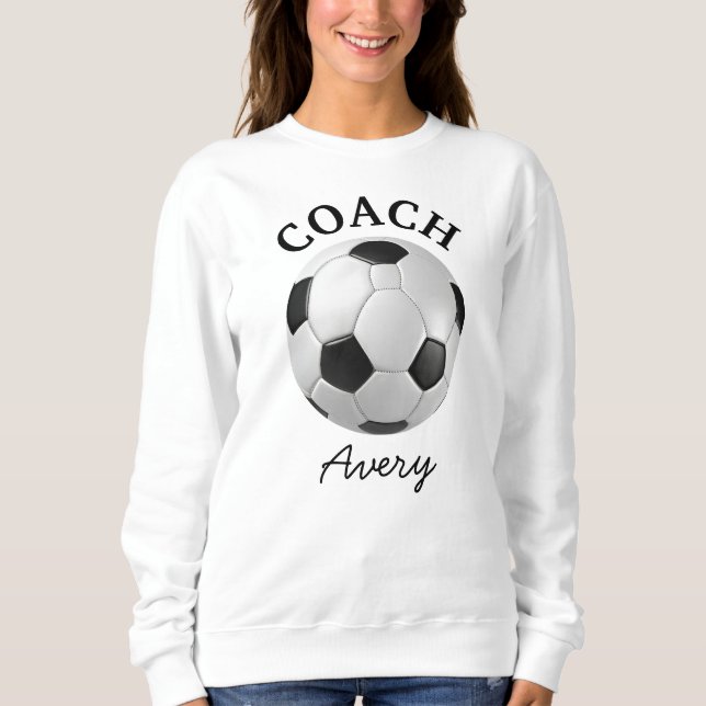 Football Soccer Coach Name Simple Minimal Script Sweatshirt (Front)