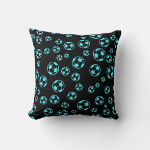 Football / Soccer Colours Balls In Blue Pattern Throw Pillow