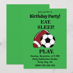 Football Soccer Player Coach Birthday Party Invitation