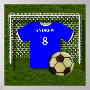 Football Soccer Shirt Blue Personalized Poster