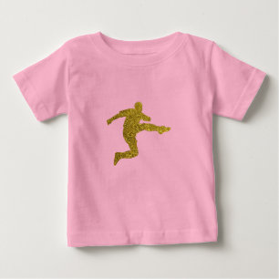 Football Soccer Shooter Cool Gold Glitter Look Baby T-Shirt
