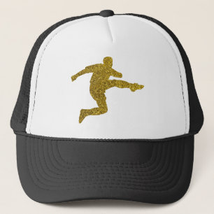 Football Soccer Shooter Cool Gold Glitter Look Trucker Hat
