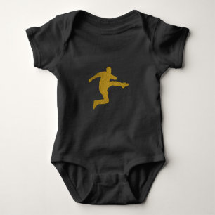 Football Soccer Shooter Cool Golden Leather Look Baby Bodysuit