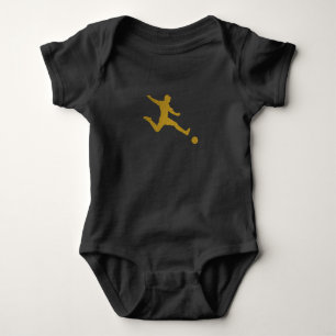 Football Soccer Shooter Cool Golden Leather Look Baby Bodysuit