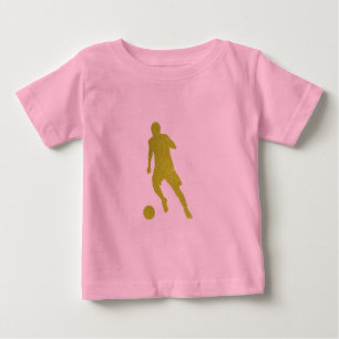 Football Soccer Shooter Cool Golden Leather Look Baby T-Shirt